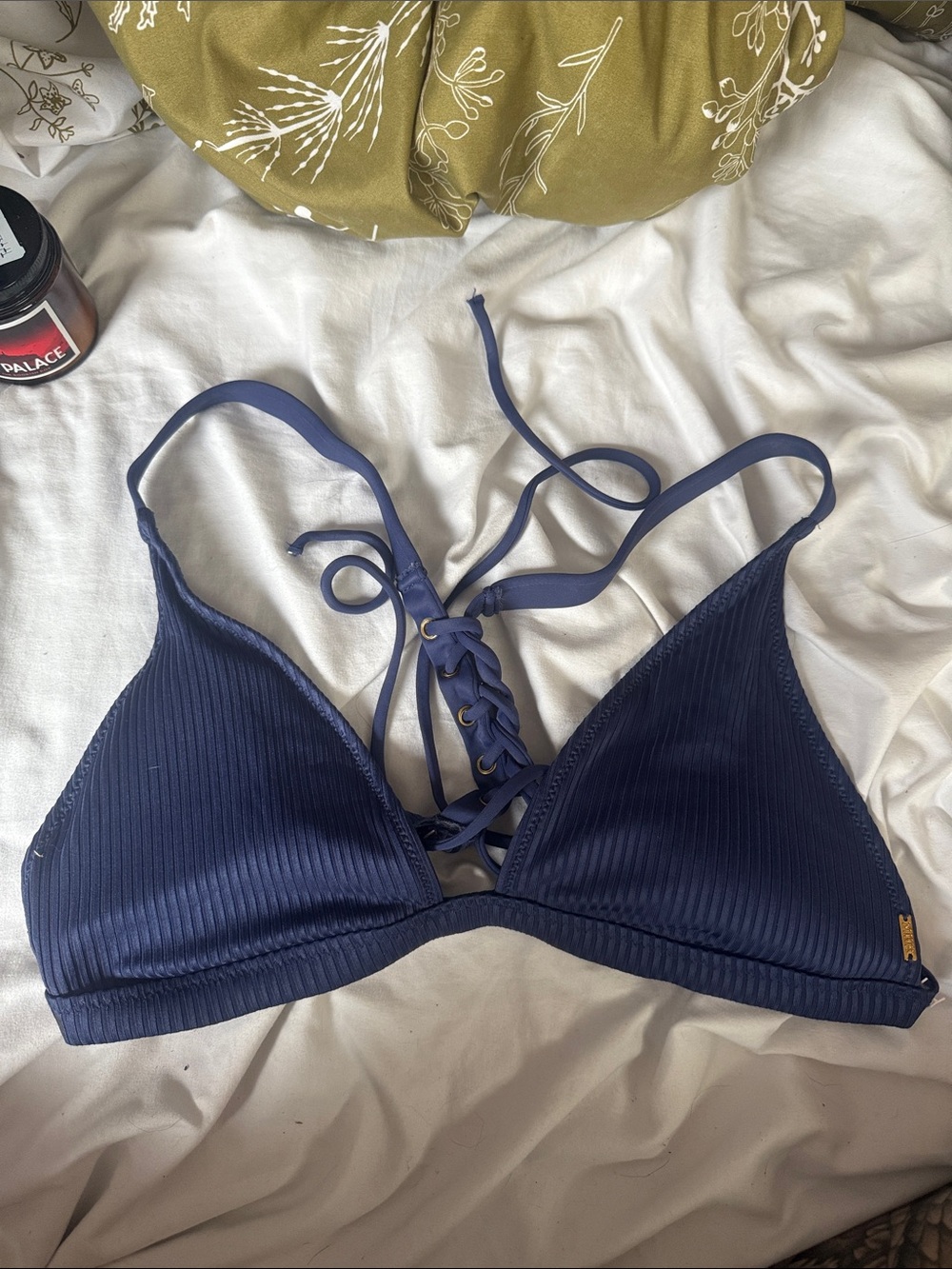 PINK Victoria's Secret Navy Ribbed Triangle Bikini Top